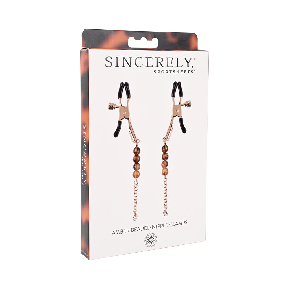 Sincerely, Sportsheets Amber Adjustable Beaded Nipple Clamps Tortoiseshell