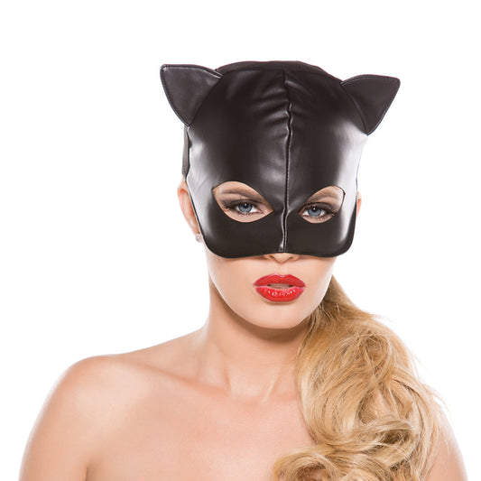 Allure Faux Leather Cat Mask O/S